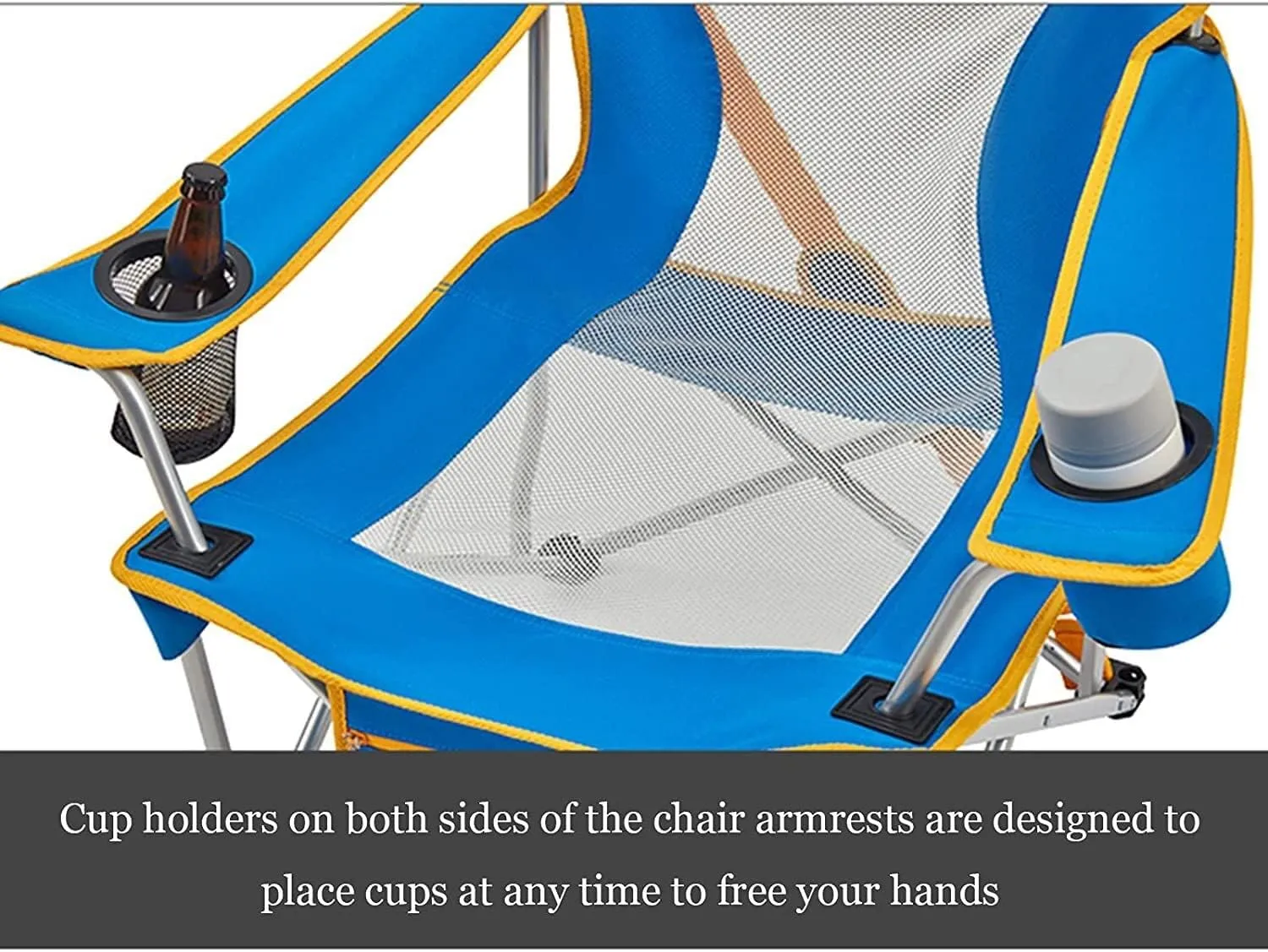 Camping Chair Outdoor Armchair Beach Deck Chairs Portable Leisure Seat Stool with Breathable Mesh, Comes with Storage Bag Folding Chair (Blue 71x59x68cm)