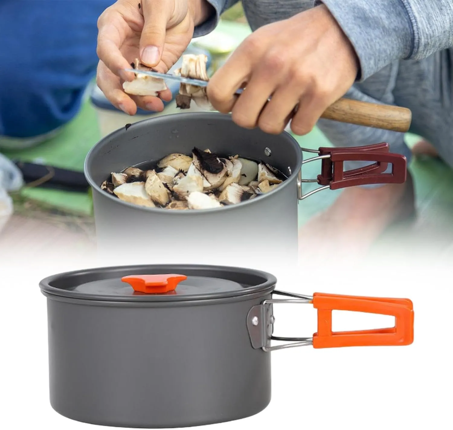 Camping Pot Cooking Pot Boiling Water Compact Lightweight Camp Stockpot with Lid for Barbecue Travel Backpacking Hiking Beach
