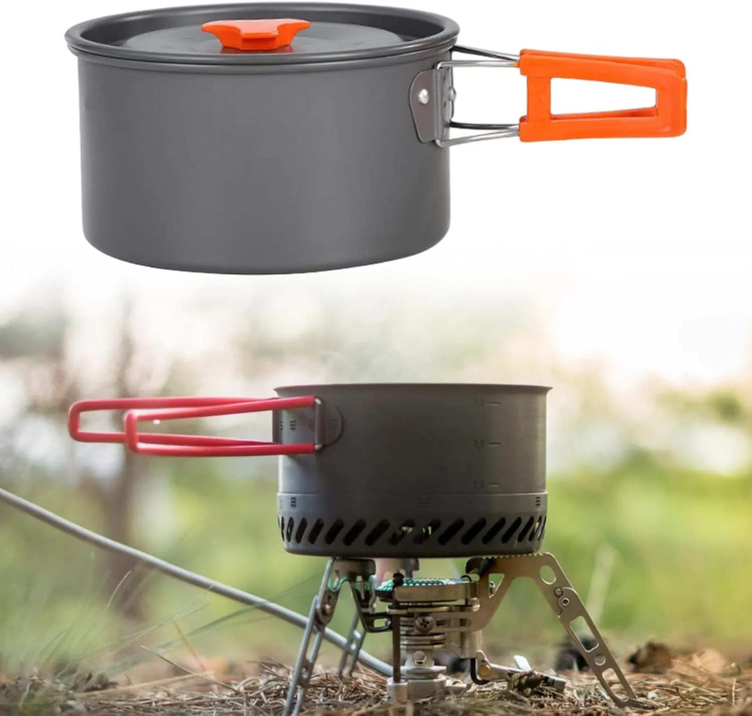 Camping Pot Cooking Pot Boiling Water Compact Lightweight Camp Stockpot with Lid for Barbecue Travel Backpacking Hiking Beach