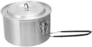 Camping Pot Outdoor Cooking Pot Boiling Water Compact with Lid Camp Stockpot for Fishing BBQ Hiking Travel Backpacking