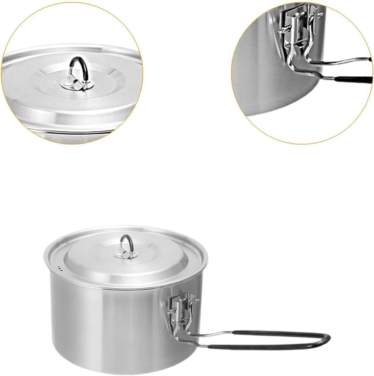 Camping Pot Outdoor Cooking Pot Boiling Water Non Stick Portable with Lid Cover Stockpot for Hiking Fishing Picnics