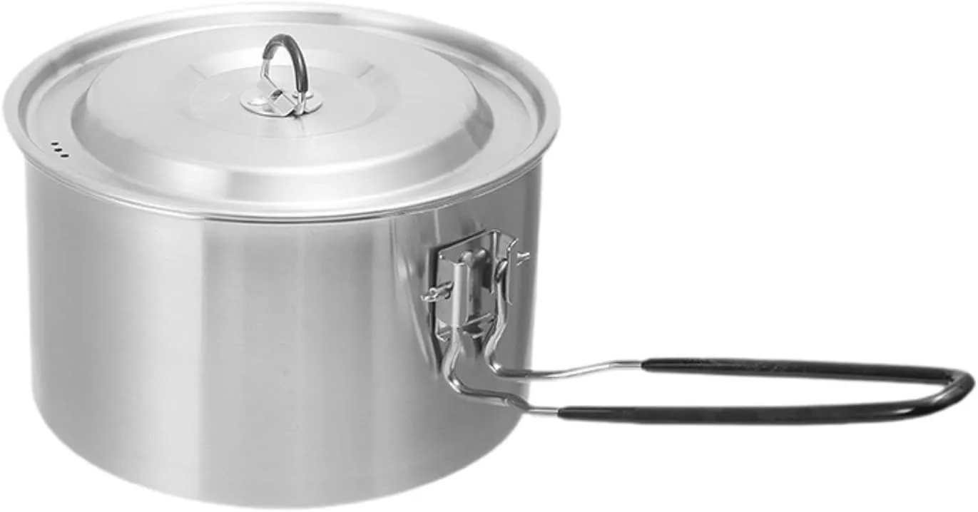 Camping Pot Outdoor Cooking Pot Boiling Water Non Stick Portable with Lid Cover Stockpot for Hiking Fishing Picnics