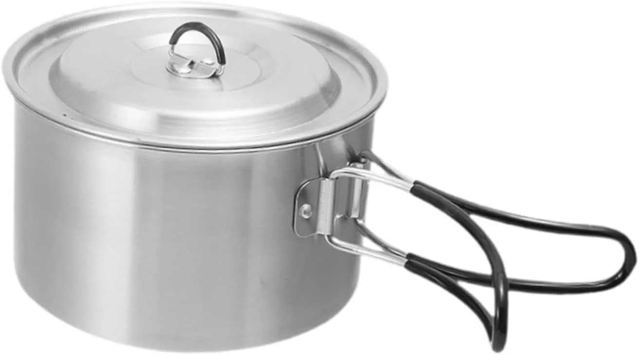 Camping Pot Outdoor Cooking Pot with Handle Practical Compact with Lid Stockpot for Backpacking BBQ Trips Explorers