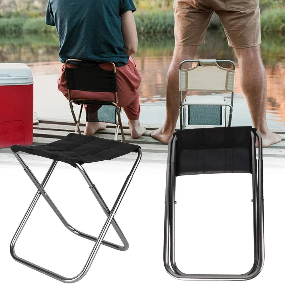 Camping Stool, Portable Folding Stool, Aluminum Alloy Folding Stool for Outside Fit for Fishing Camping and Picnic(M-Silver)