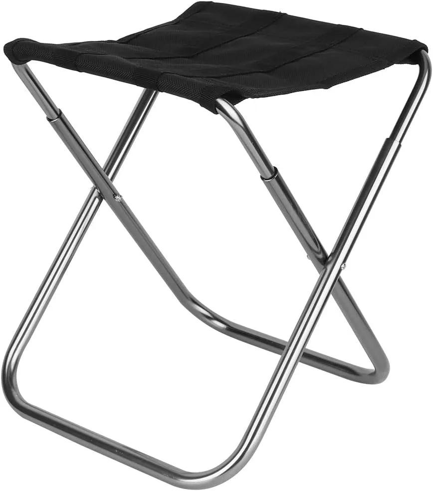 Camping Stool, Portable Folding Stool, Aluminum Alloy Folding Stool for Outside Fit for Fishing Camping and Picnic(M-Silver)