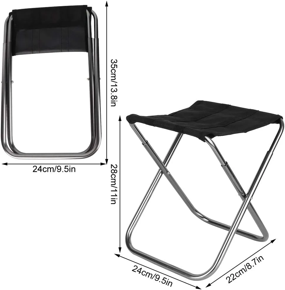 Camping Stool, Portable Folding Stool, Aluminum Alloy Folding Stool for Outside Fit for Fishing Camping and Picnic(M-Silver)