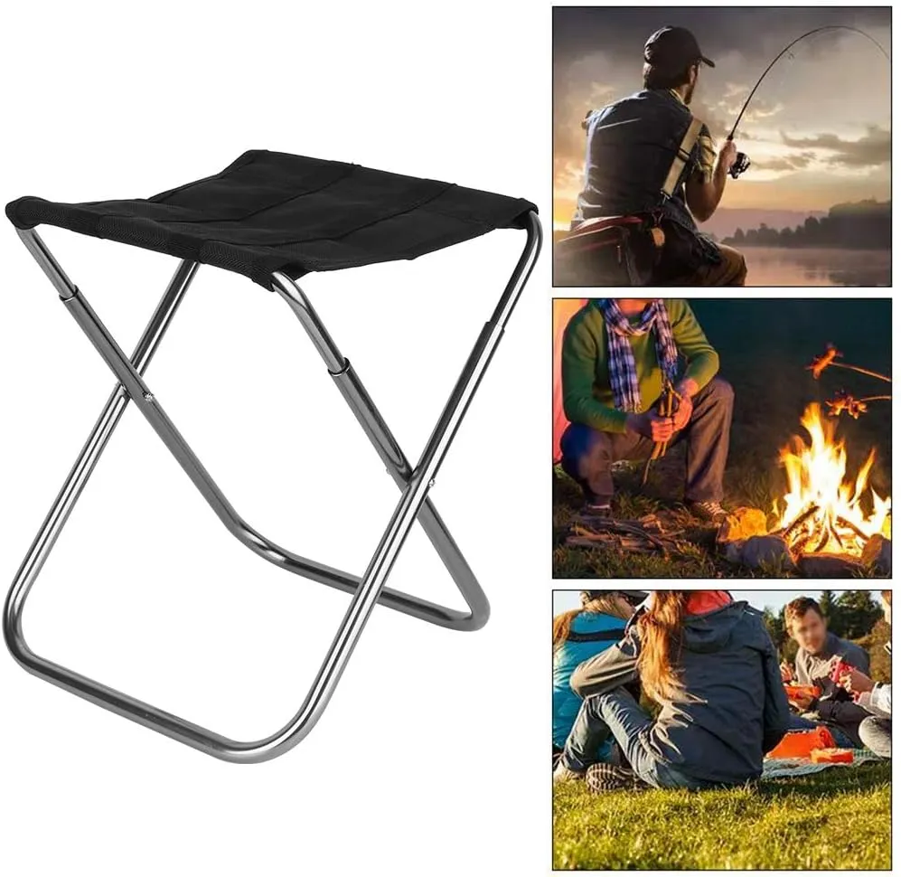 Camping Stool, Portable Folding Stool, Aluminum Alloy Folding Stool for Outside Fit for Fishing Camping and Picnic(M-Silver)