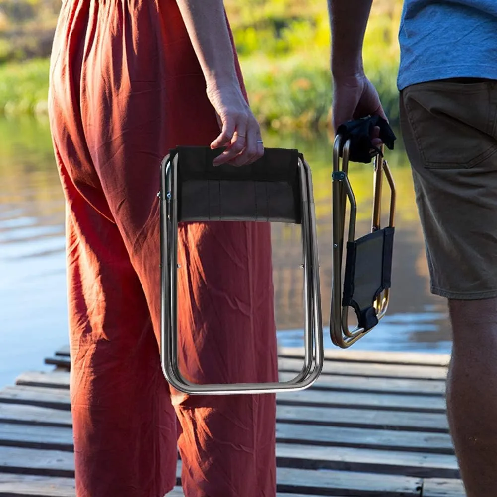 Camping Stool, Portable Folding Stool, Aluminum Alloy Folding Stool for Outside Fit for Fishing Camping and Picnic(M-Silver)