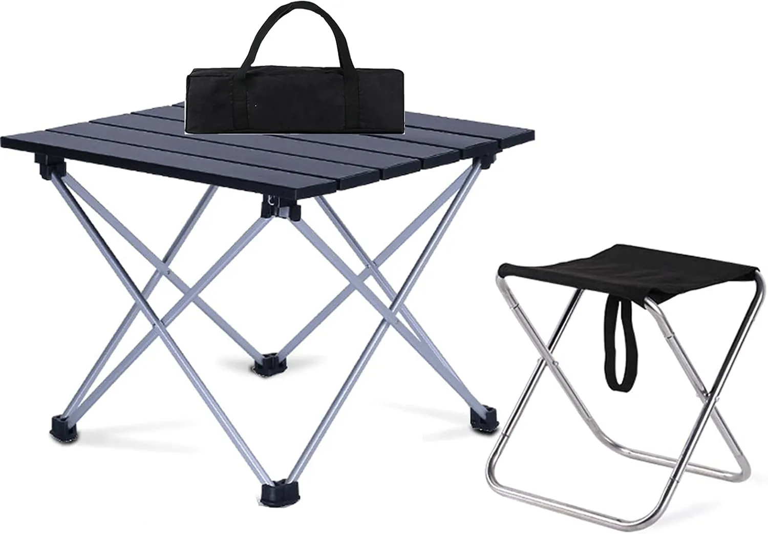 Camping Table Chairs Small Outdoor Set, Portable Aluminum Picnic Table, Suitable for Fishing, Barbecue and Hiking 56x40x40cm