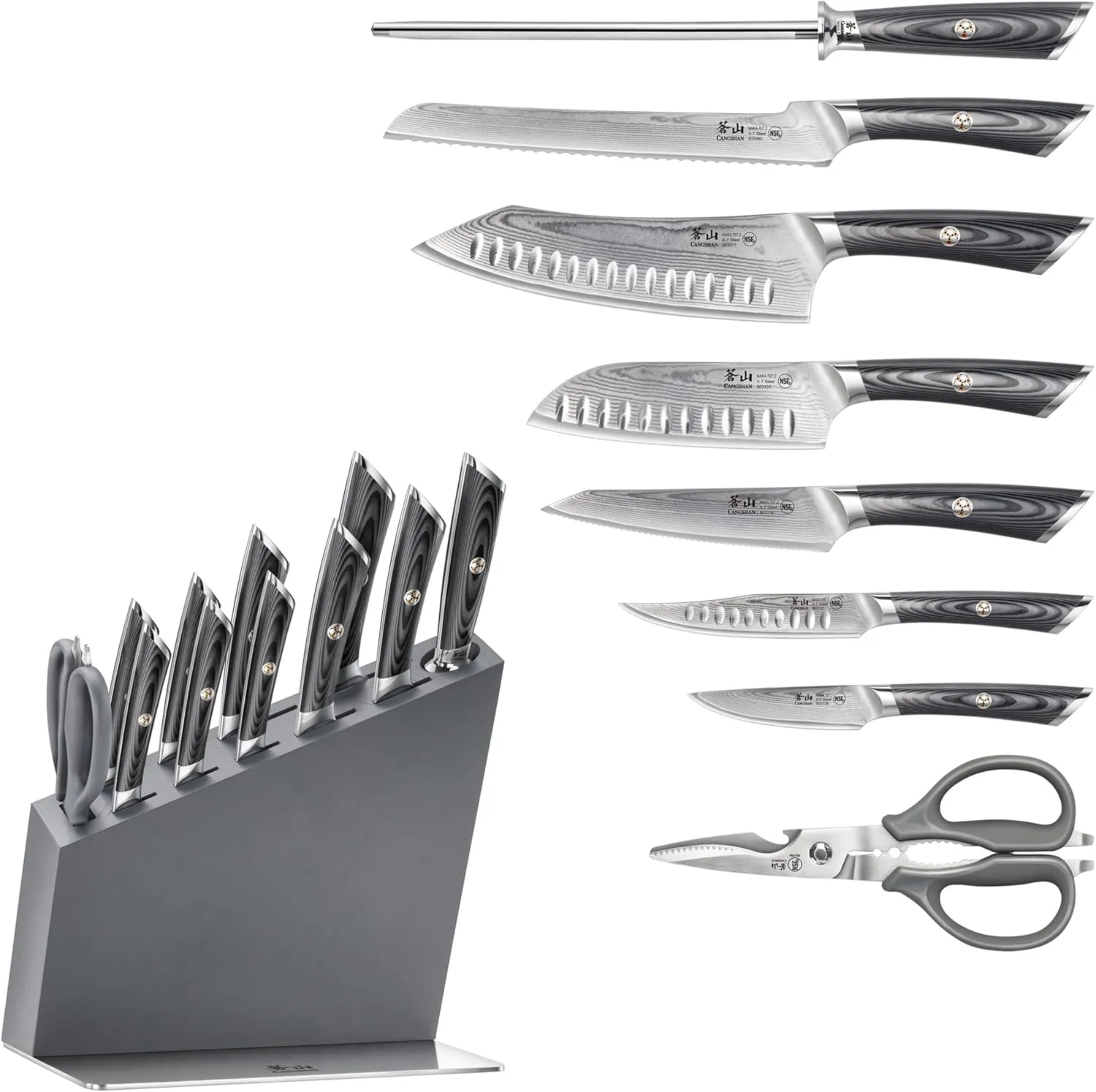 Cangshan NAKA Series X-7 Steel Forged HUA Knife Block Set (12-Piece)