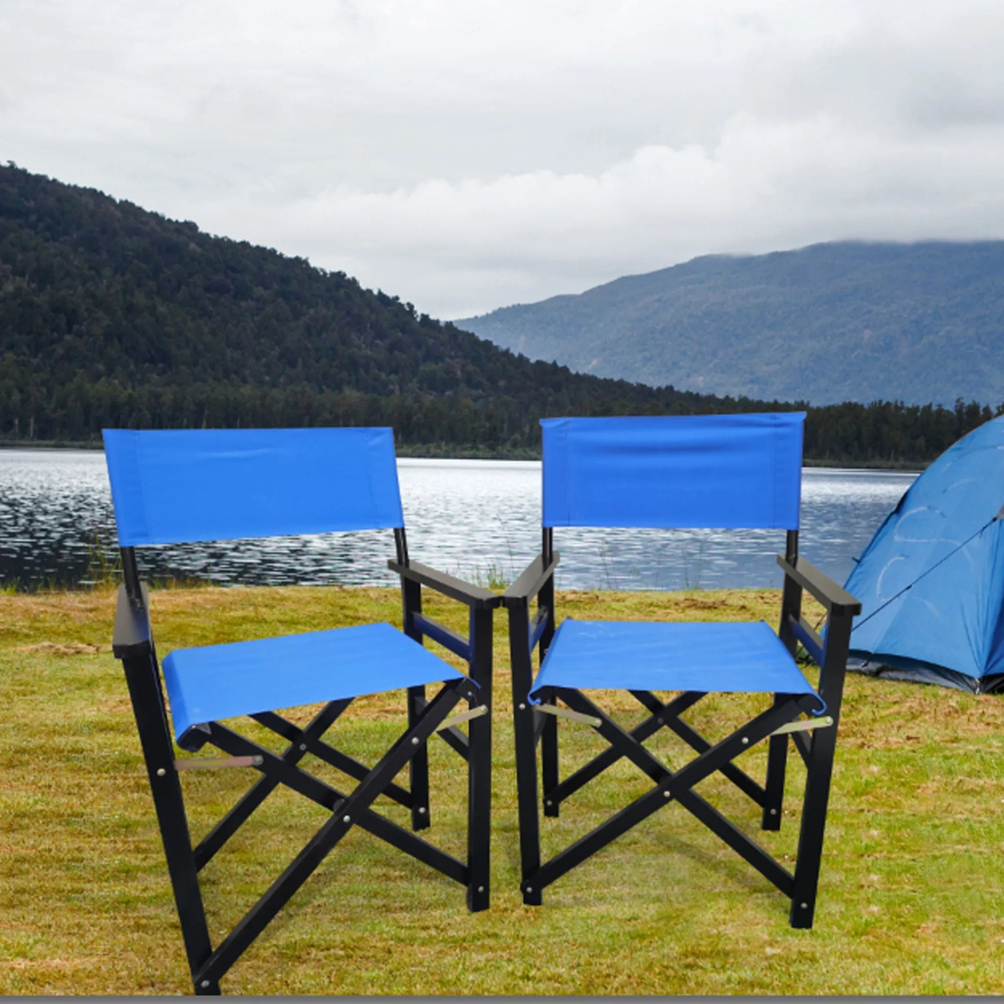 Canvas Director (Set Folding Blue Wooden of Folding Chair Chair Chair Automation-ready 2) Chair - Folding Exclusive deal
