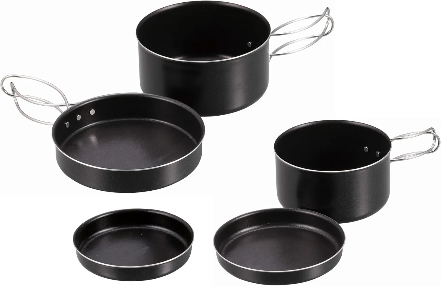 Captain Stag UY-7110 Aluminum Mount Cooker, Set of 5, [Single Pot, 4.7 inches (12 cm), Single Pan, 5.5 inches (14 cm), Frying Pan, Lid (Plate), Inner Plate (Plate), Storage Bag, Made in Japan, Tsubame