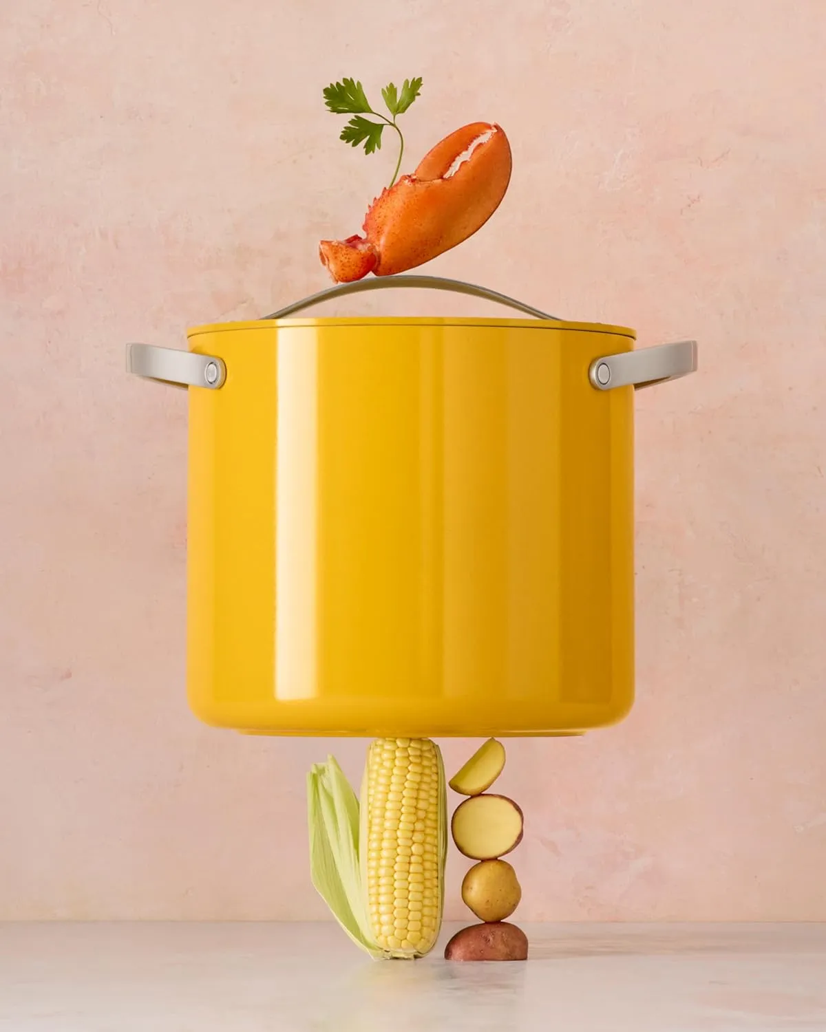 Caraway Stock Pot - 12 Qt Ceramic Coated Pot With Lid - Fee From Forever Chemicals - Large Pot for Bigger Batches - Gray