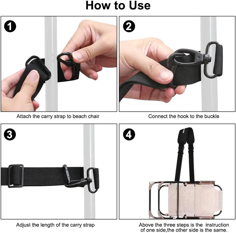 Carry Strap for Folding Chair, Adjustable Beach Chair Backpack Straps,for Beach, Camping