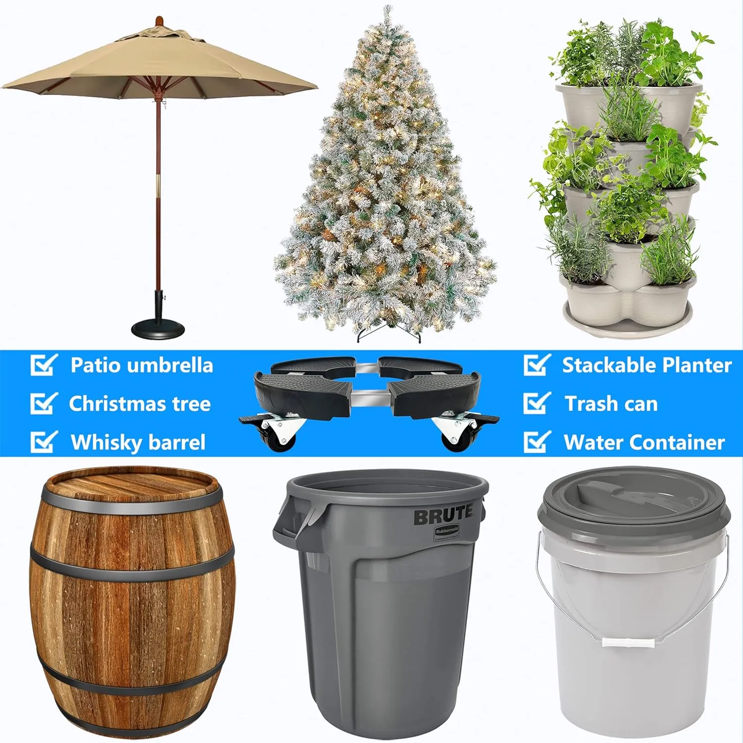 CASIMR Plant Stand with Wheels, Adjustable 15-21" Heavy Duty Plant Caddy with Casters, 440lb Capacity Indoor Outdoor Large Potted Planter Cart Dolly, Rolling Plant Stand for Flower Pot