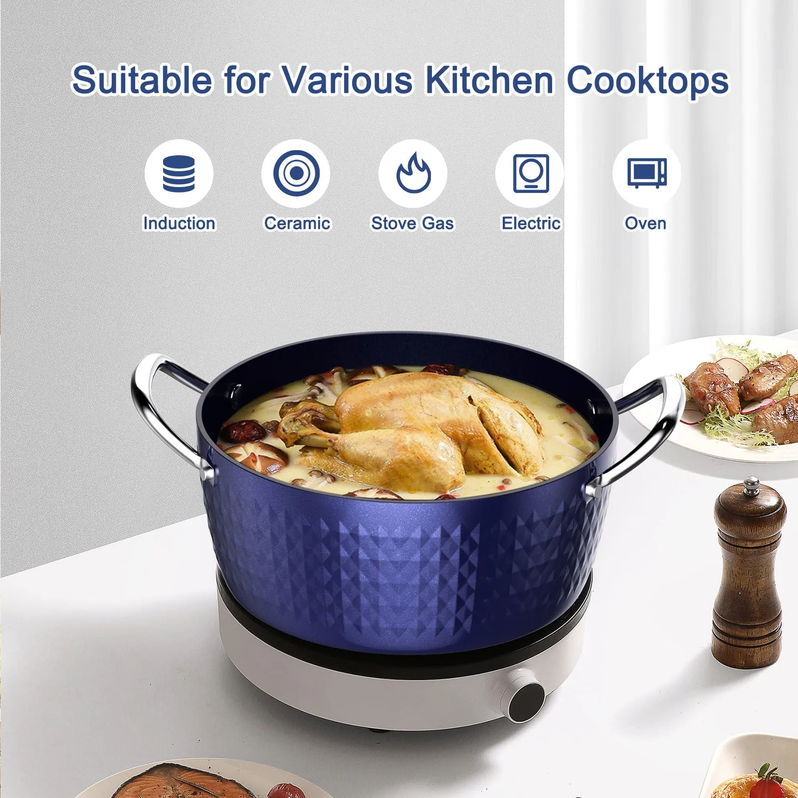 Casserole Dish - Non-Stick Aluminum Ceramic Coating with lid