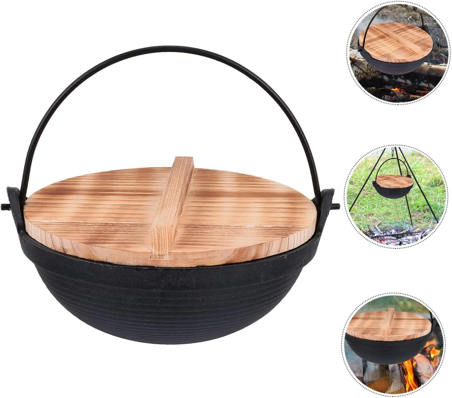Cast for Outdoor Cooking 20cm Single Pot Hot Pot Non-stick Camping Cooking Saucepan Set
