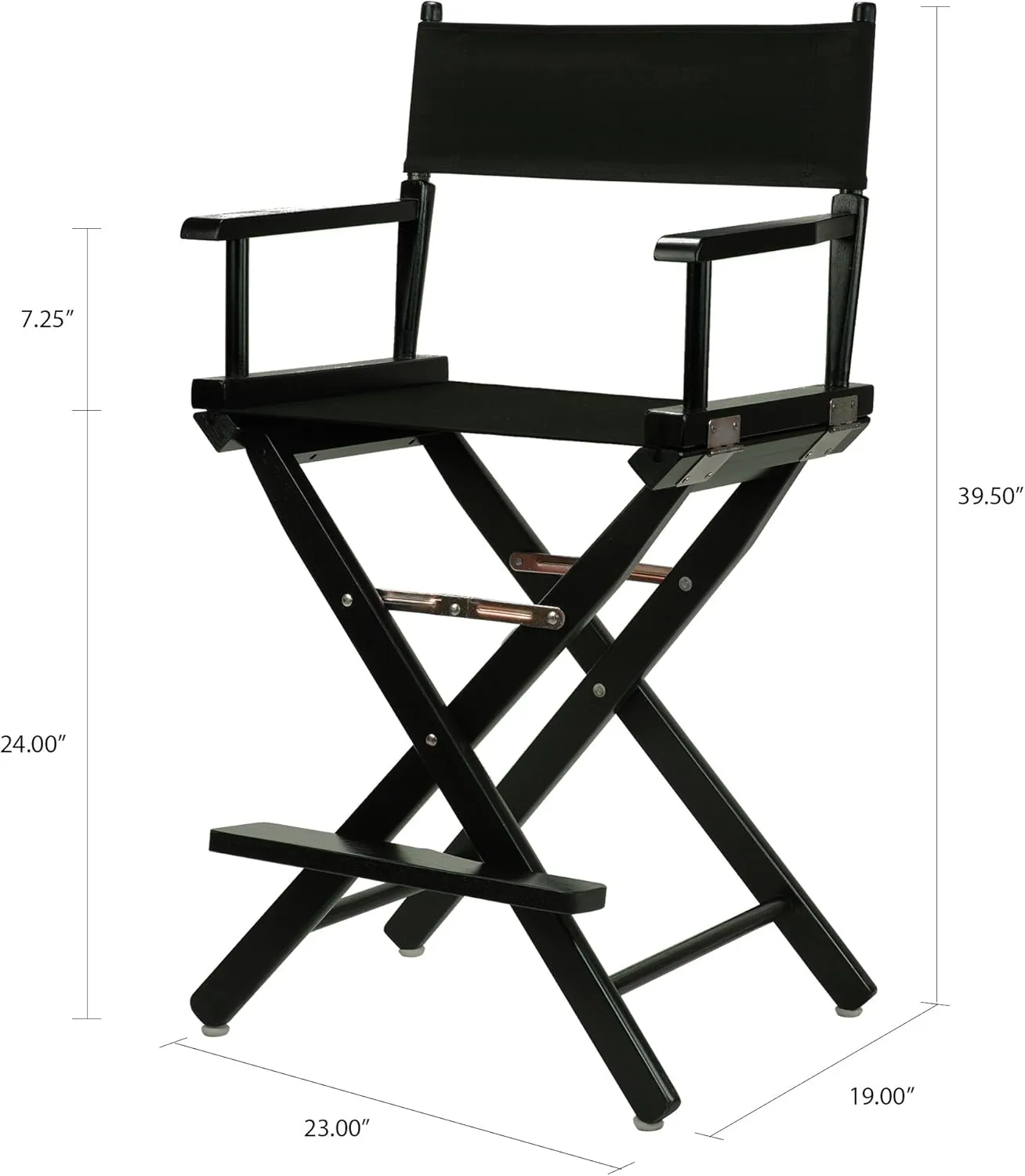 Casual Home 24" Director's Chair Black Frame-with Black Canvas, Counter Height