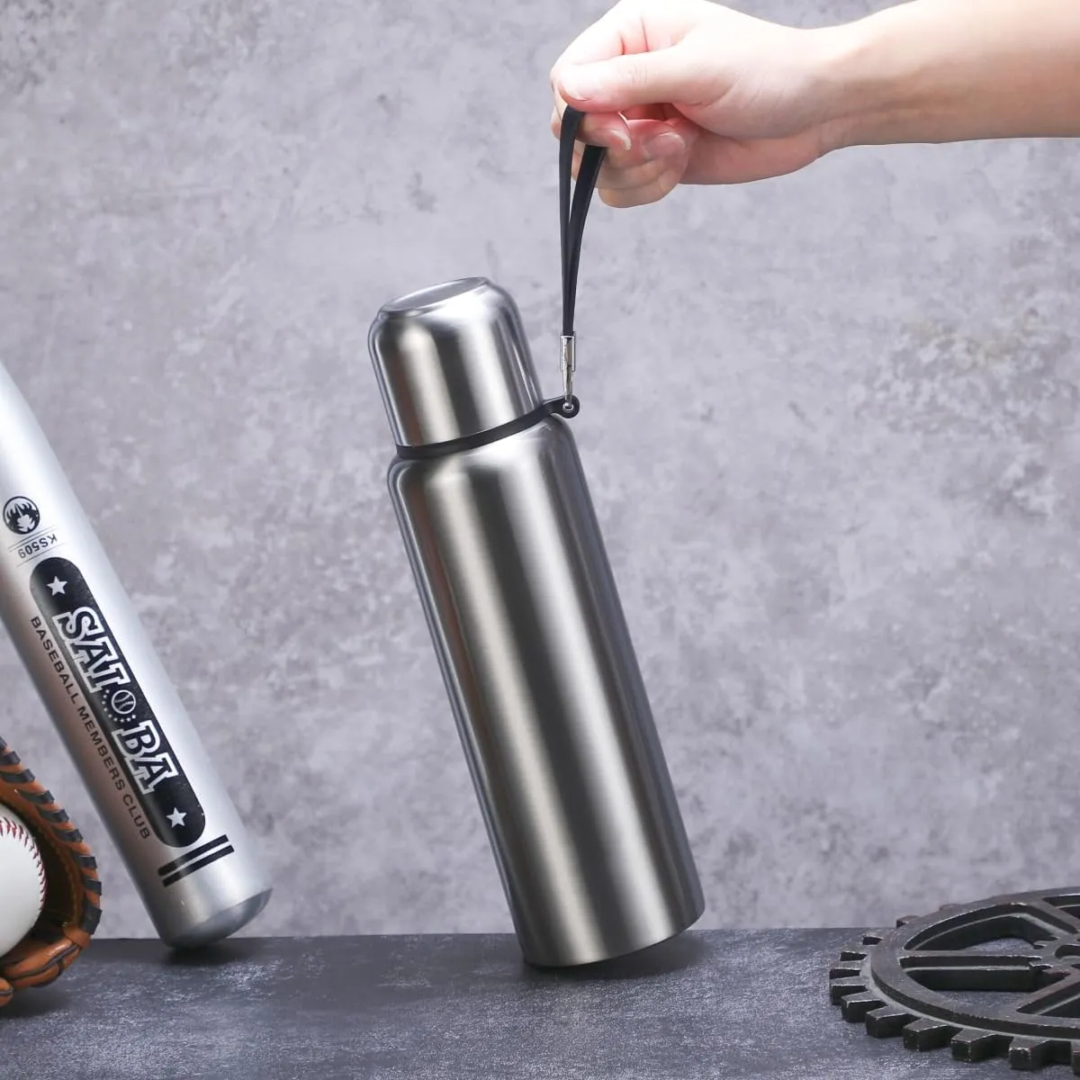 CDJ 34 oz Thermos with Tea Infuser Stainless Steel Vacuum Insulated Water Bottles with 2 Covers Flasks for Hot and Cold Drinks Large Coffee Bottle for Traval,Hiking,Camping