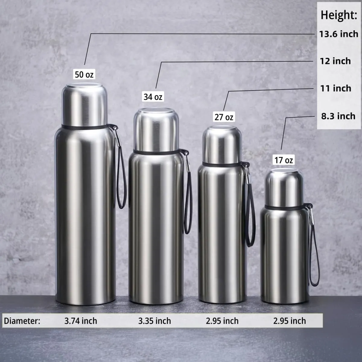 CDJ 34 oz Thermos with Tea Infuser Stainless Steel Vacuum Insulated Water Bottles with 2 Covers Flasks for Hot and Cold Drinks Large Coffee Bottle for Traval,Hiking,Camping