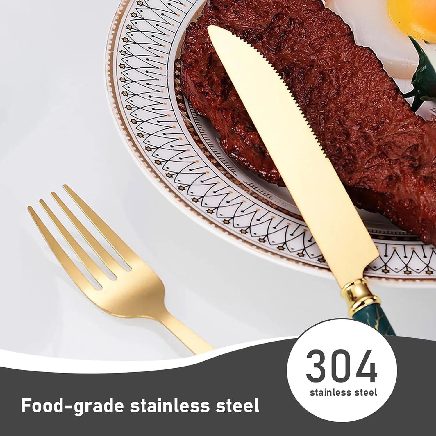 ceramic tableware set,Royal 24 Piece Matte White Handle 18/8 Stainless Steel Tableware Sets for 6 Including Forks Spoons Knives, Camping Silverware Travel Utensils Set Cutlery