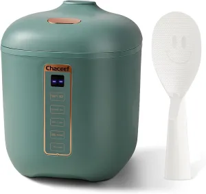 CHACEEF Mini Rice Cooker 2 Cups Uncooked, 1.2L Rice Cooker Small, Portable Non-Stick Small Travel Rice Maker, BPA Free, Smart Control Multifunction Cooker with 24 Hours Timer Delay & Keep Warm Function, Green