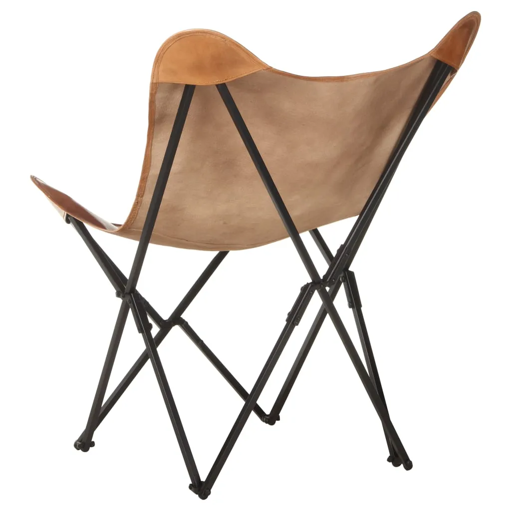 Chair Accent Foldable Butterfly Chair for Living Room Real Leather
