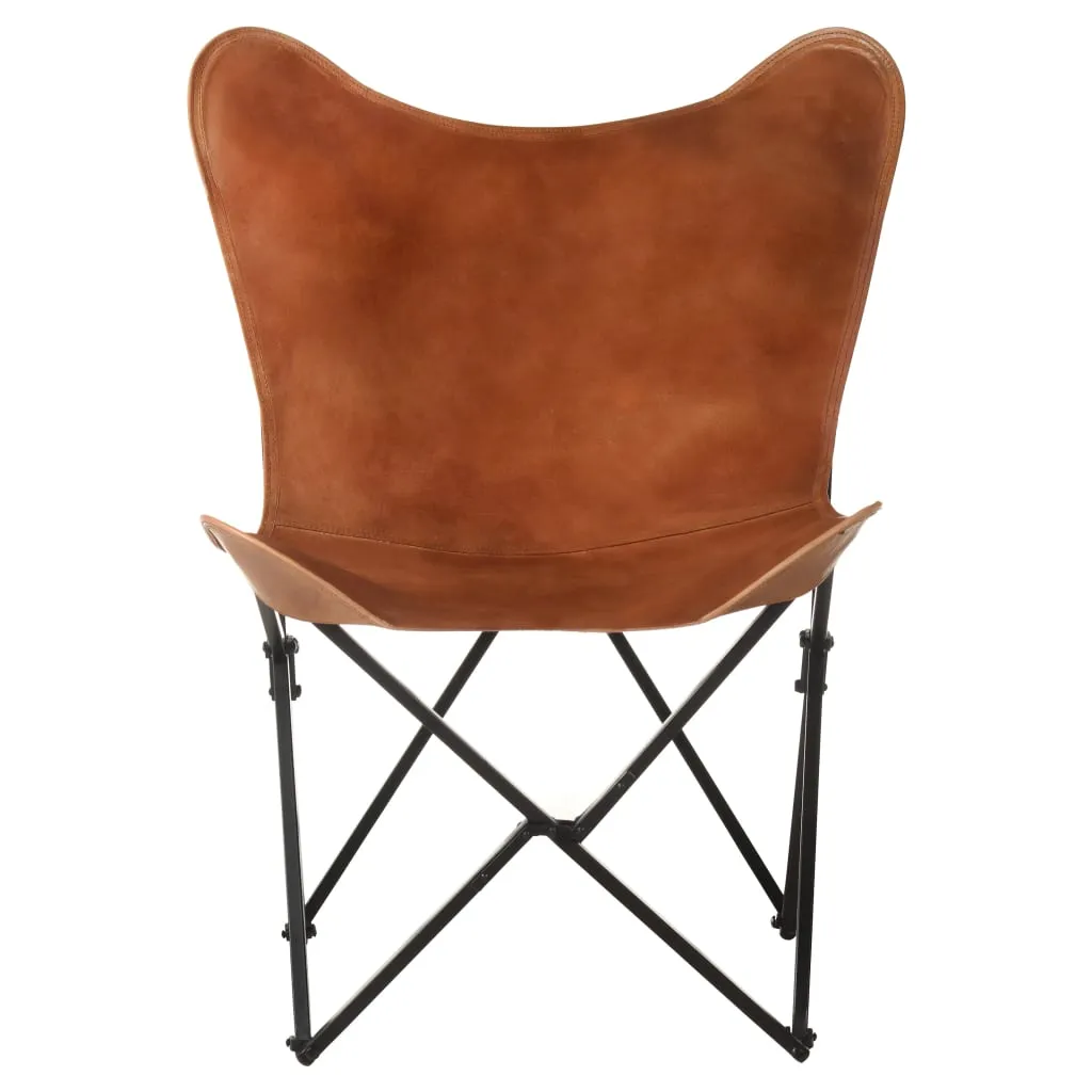 Chair Accent Foldable Butterfly Chair for Living Room Real Leather