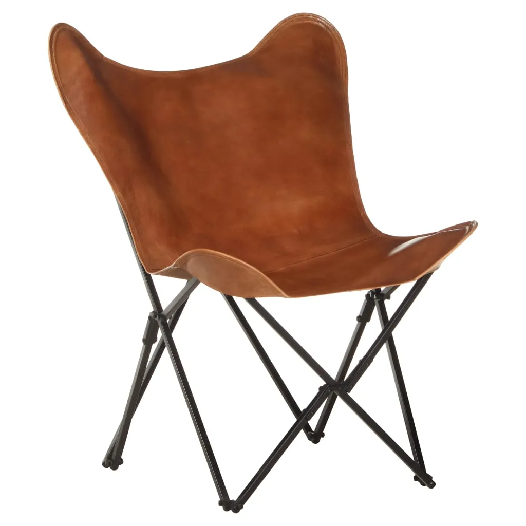 Chair Accent Foldable Butterfly Chair for Living Room Real Leather