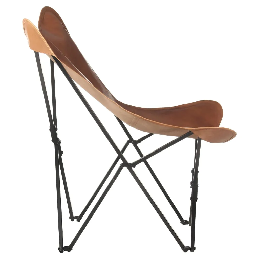 Chair Accent Foldable Butterfly Chair for Living Room Real Leather