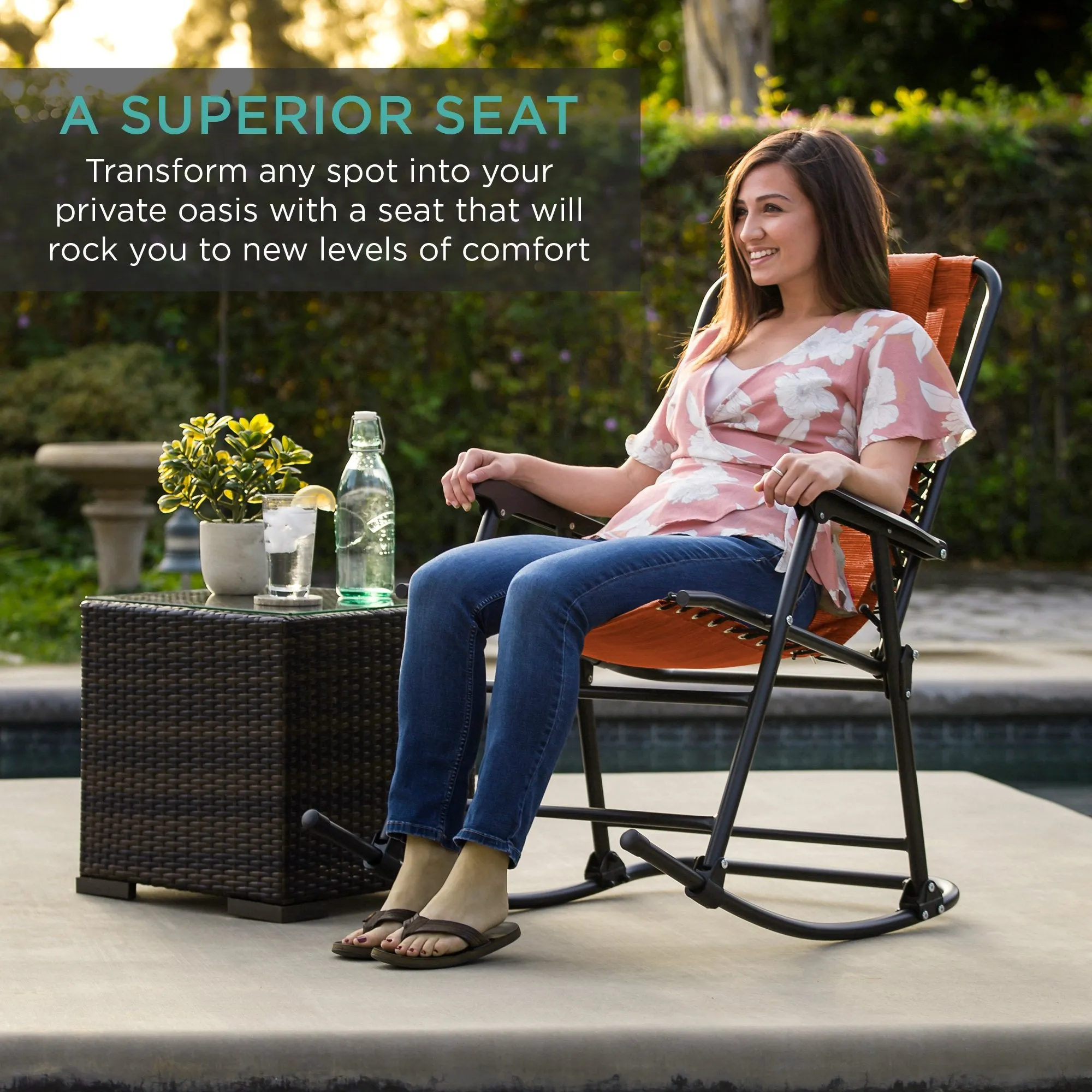 Chair Extensive selection Gravity Lounge Foldable Rocking Patio Zero Fast dispatch