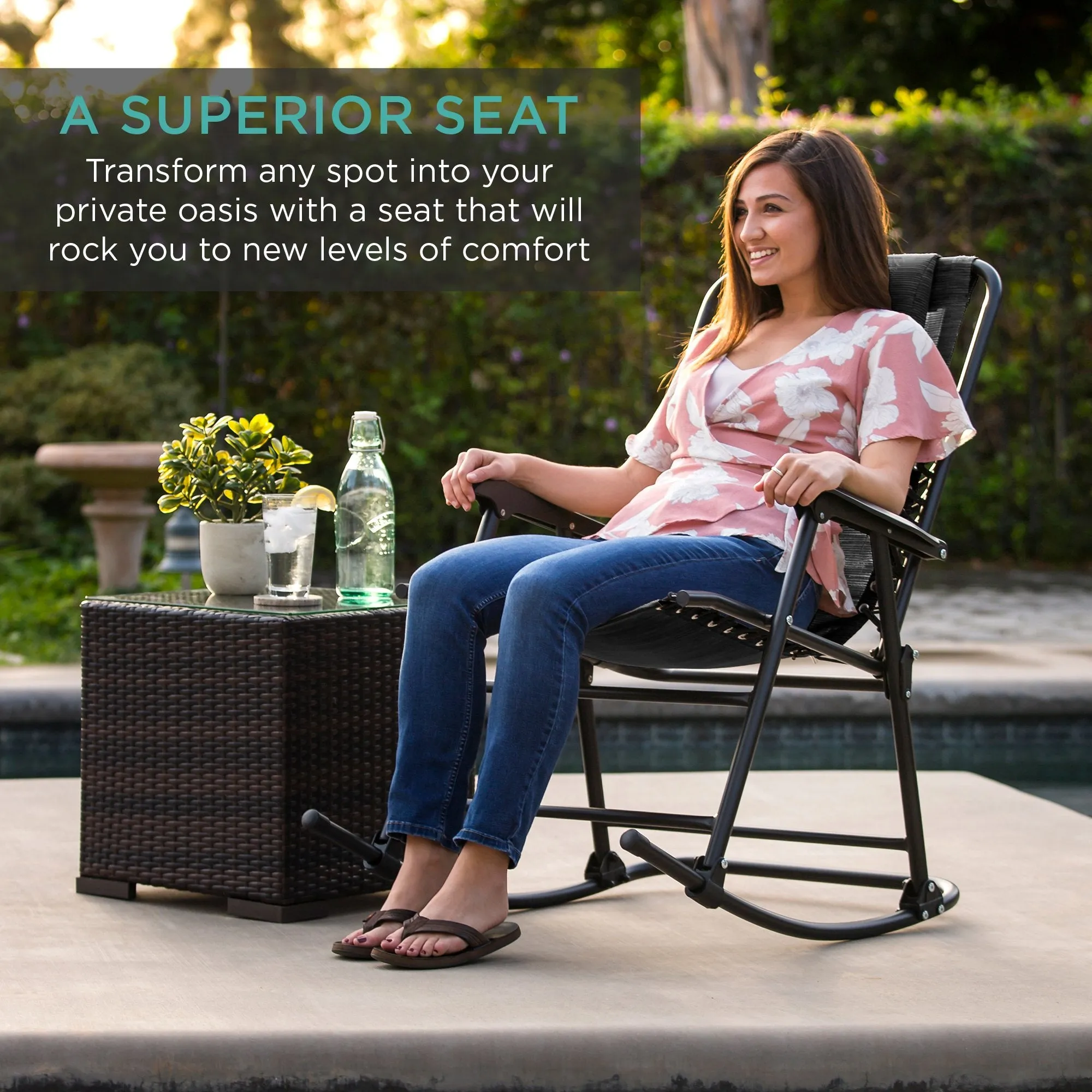 Chair Extensive selection Gravity Lounge Foldable Rocking Patio Zero Fast dispatch