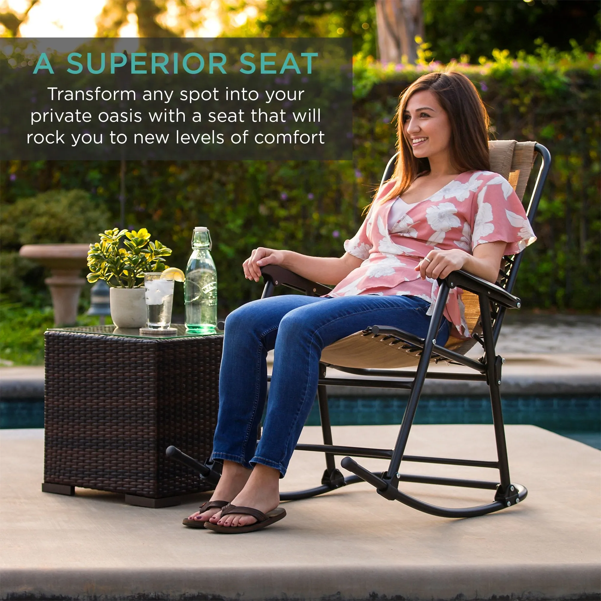 Chair Extensive selection Gravity Lounge Foldable Rocking Patio Zero Fast dispatch