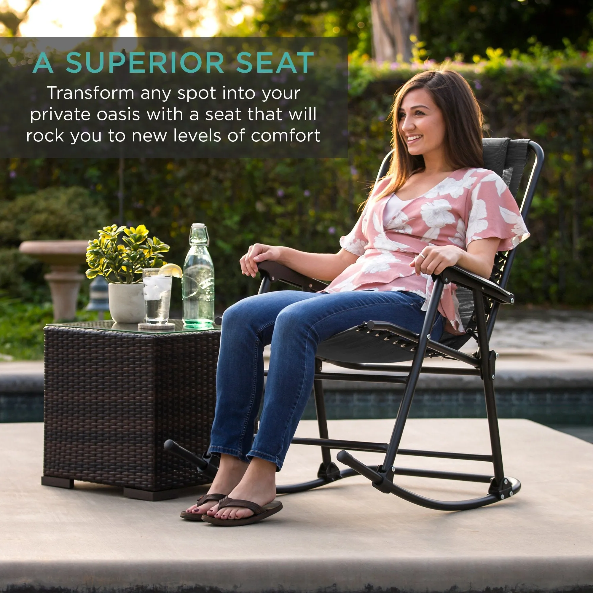 Chair Extensive selection Gravity Lounge Foldable Rocking Patio Zero Fast dispatch