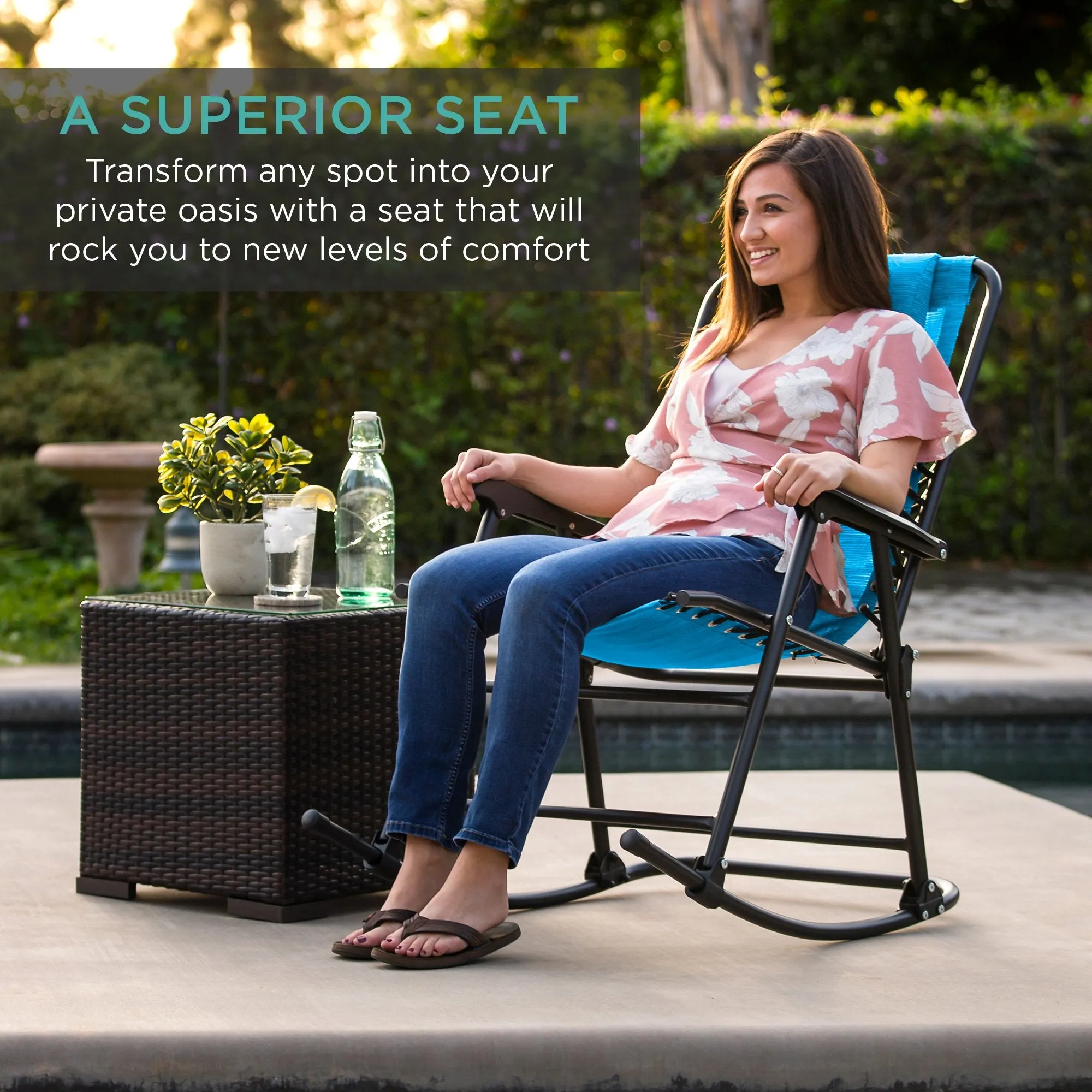 Chair Extensive selection Gravity Lounge Foldable Rocking Patio Zero Fast dispatch