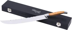 Champagne Saber with Gift Box, Laguiole Style Champagne Sword with Olive Wood Handle, Stainless Steel Blade Sabrage Sword, Champagne Knife, Wine Bottle Opener for Christmas Wedding (13.7'')