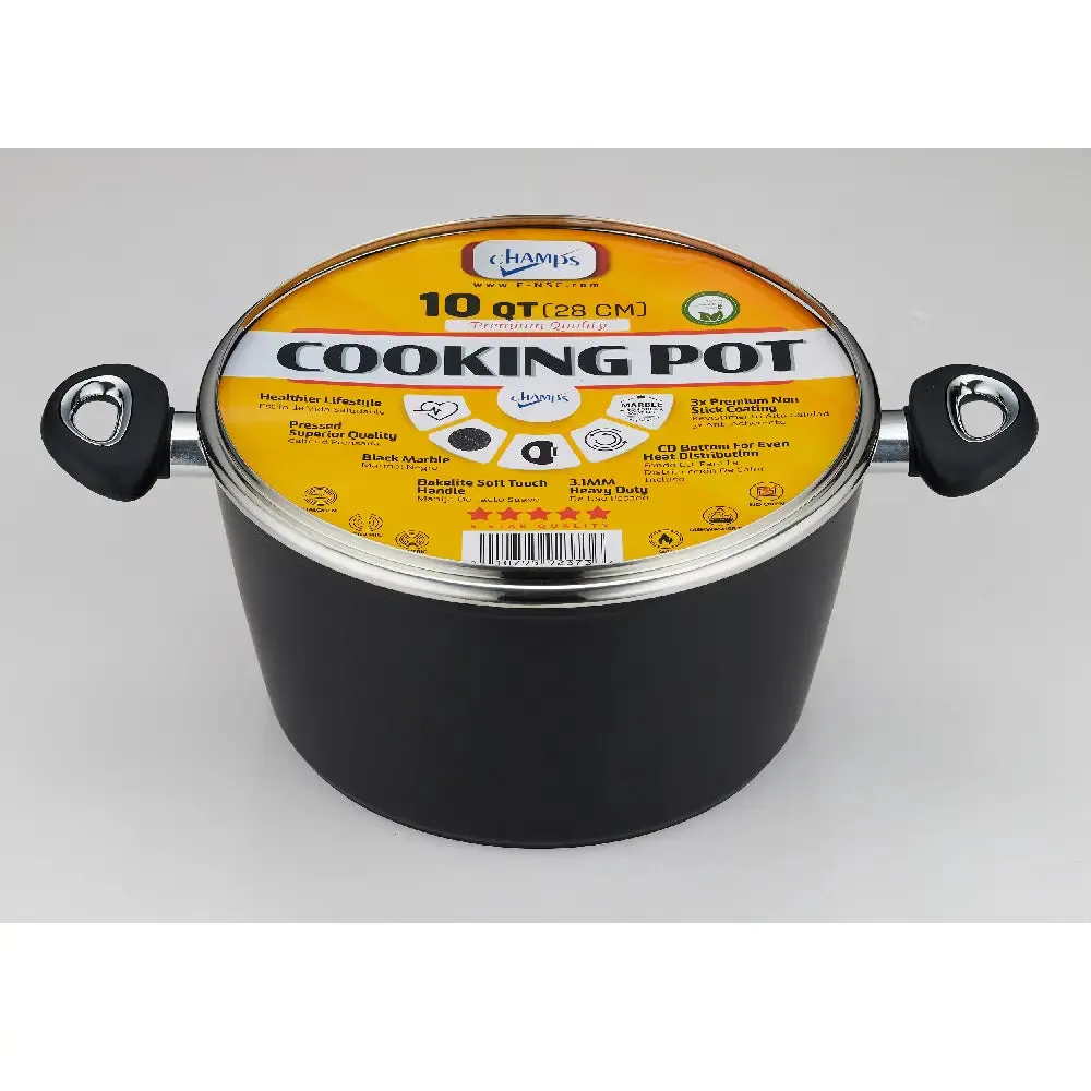 Champs Black Pot NS Speckled Inside w/ Glass Lid 3.1mm 10 qrt From Mexmax INC.