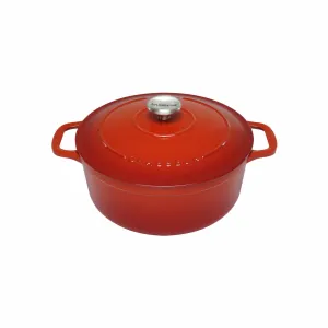 Chasseur Cast Iron Induction Round French Oven Inferno Red - 28cm/6.1L