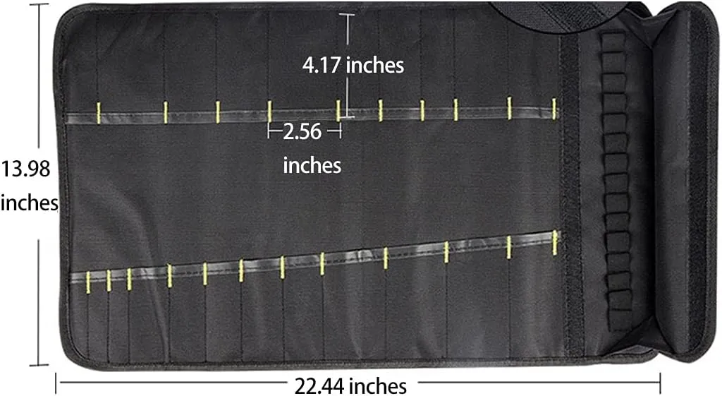 Chef 22 Slots Knife Roll Bag,Chef Knife Kit Bag(BLACK)