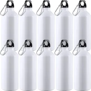 CHENGU 10 Pcs Aluminum Water Bottle 20 oz Reusable Bottles Lightweight Leak Proof Aluminum Sports Travel Bottles with Twist Cap Buckle for Gym, Hiking, Cycling, Camping, Fishing