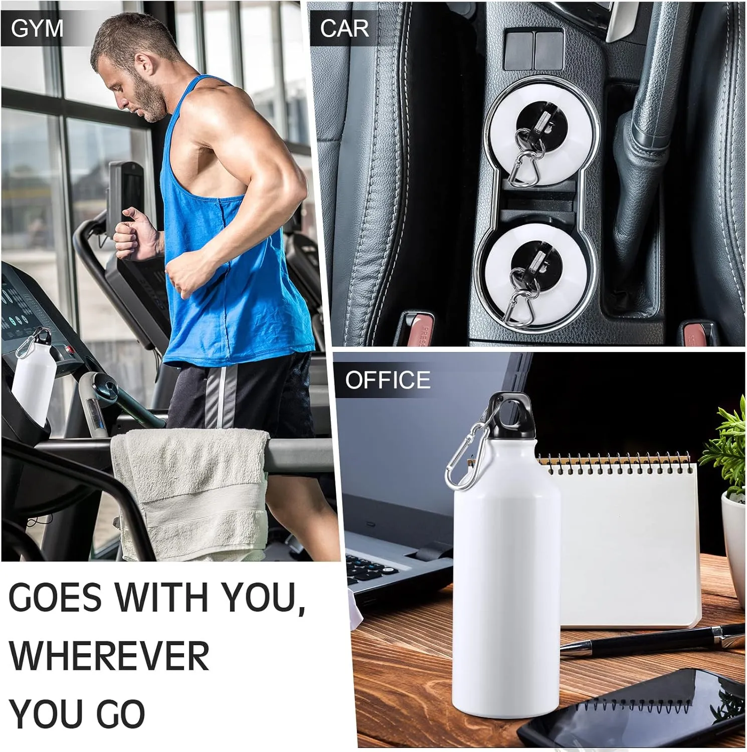 CHENGU 10 Pcs Aluminum Water Bottle 20 oz Reusable Bottles Lightweight Leak Proof Aluminum Sports Travel Bottles with Twist Cap Buckle for Gym, Hiking, Cycling, Camping, Fishing