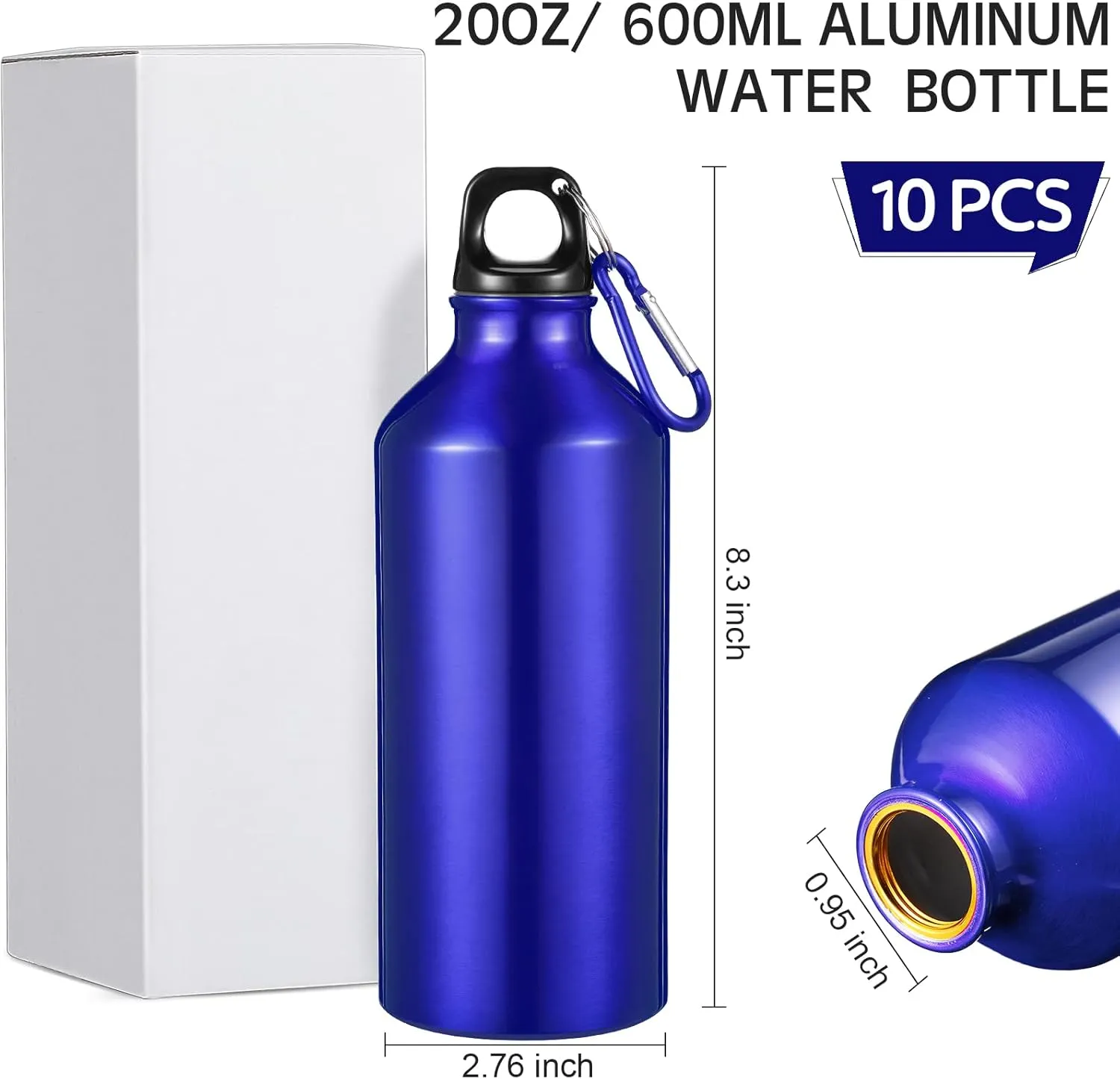 CHENGU 16 Pack Aluminum Water Bottles 20 Oz Blank Reusable Water Bottles Lightweight Aluminum Gym Travel Bottle Leak Proof Team Customized Bottles for Bike Bicycle Camping