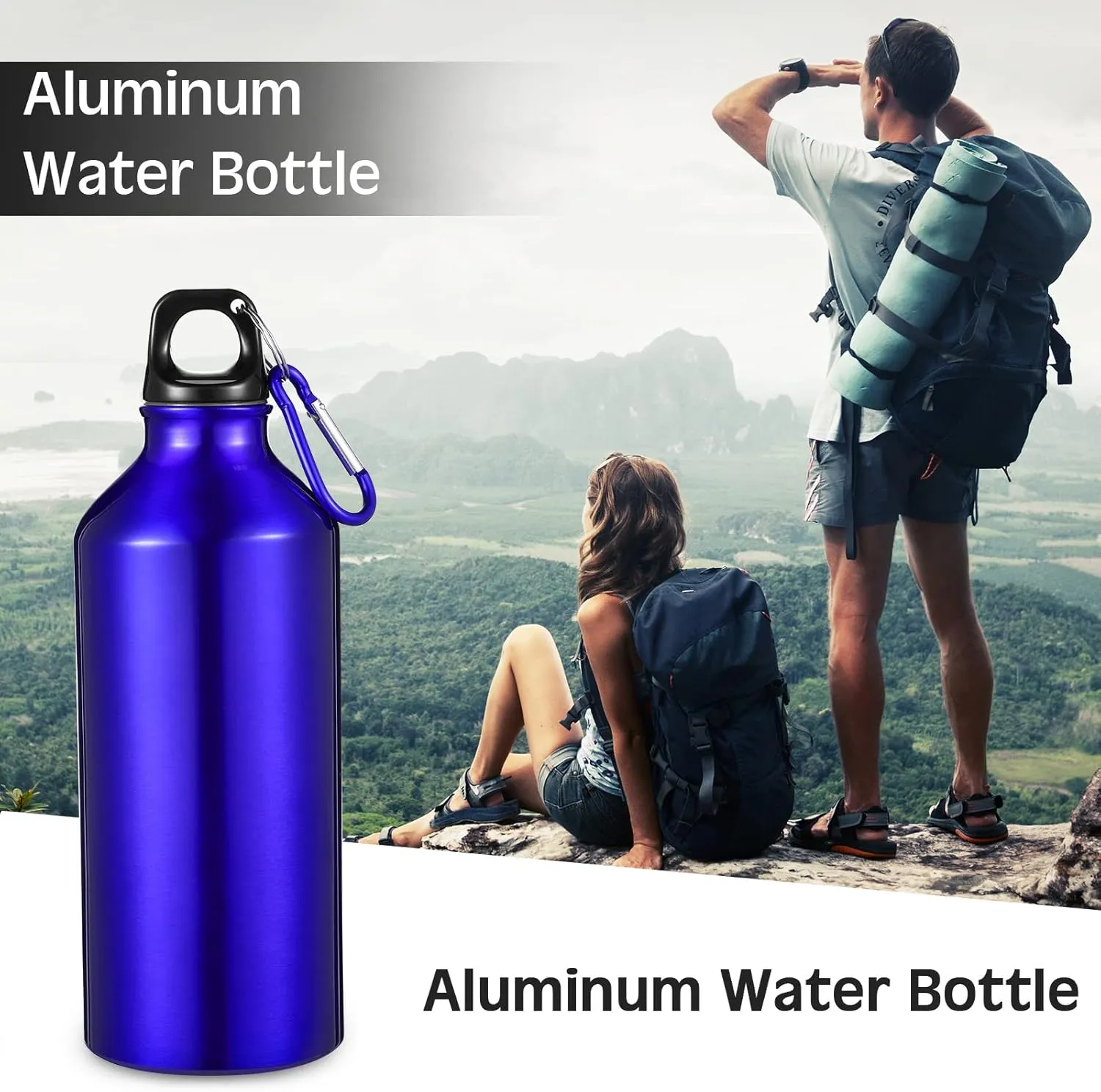 CHENGU 16 Pack Aluminum Water Bottles 20 Oz Blank Reusable Water Bottles Lightweight Aluminum Gym Travel Bottle Leak Proof Team Customized Bottles for Bike Bicycle Camping