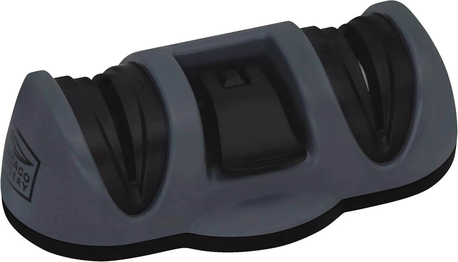 Chicago Cutlery Dual Stage Knife Sharpener with Fine and Coarse Sharpening and Suction Bottom, Compact Knife Sharpener, Black