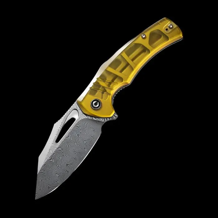 CIVIVI BullTusk Flipper Knife, Ultem Handle, 3.48" Damascus Blade