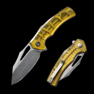 CIVIVI BullTusk Flipper Knife, Ultem Handle, 3.48" Damascus Blade