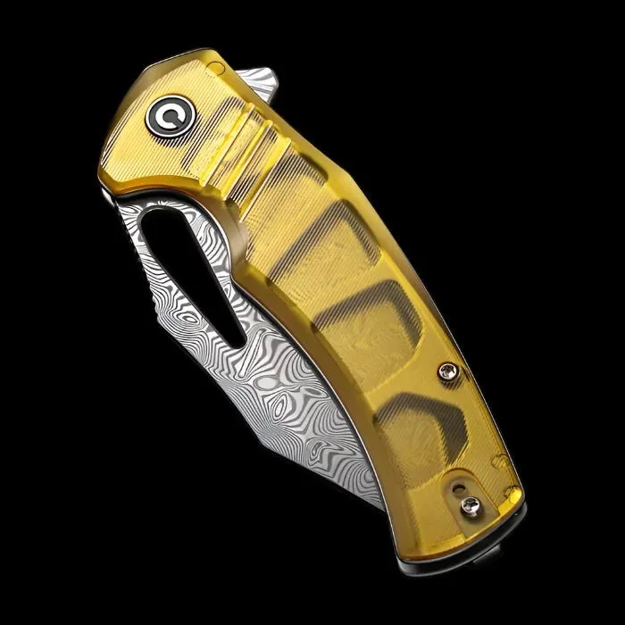 CIVIVI BullTusk Flipper Knife, Ultem Handle, 3.48" Damascus Blade
