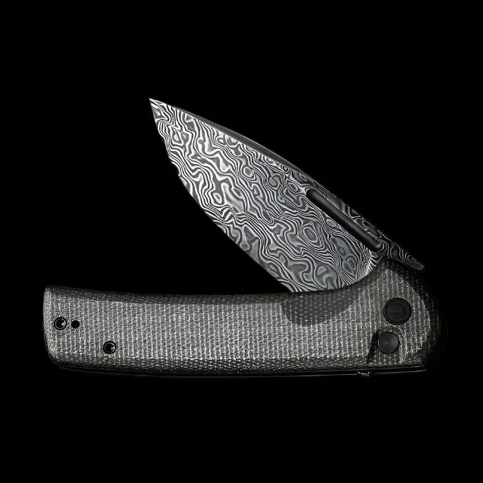 CIVIVI Conspirator, Dark Green Micarta Handle, Black Rubbed Damascus Blade