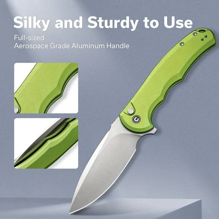 CIVIVI Praxis Flipper, Lime Green Aluminum Handle, 3.75" Nitro-V Blade