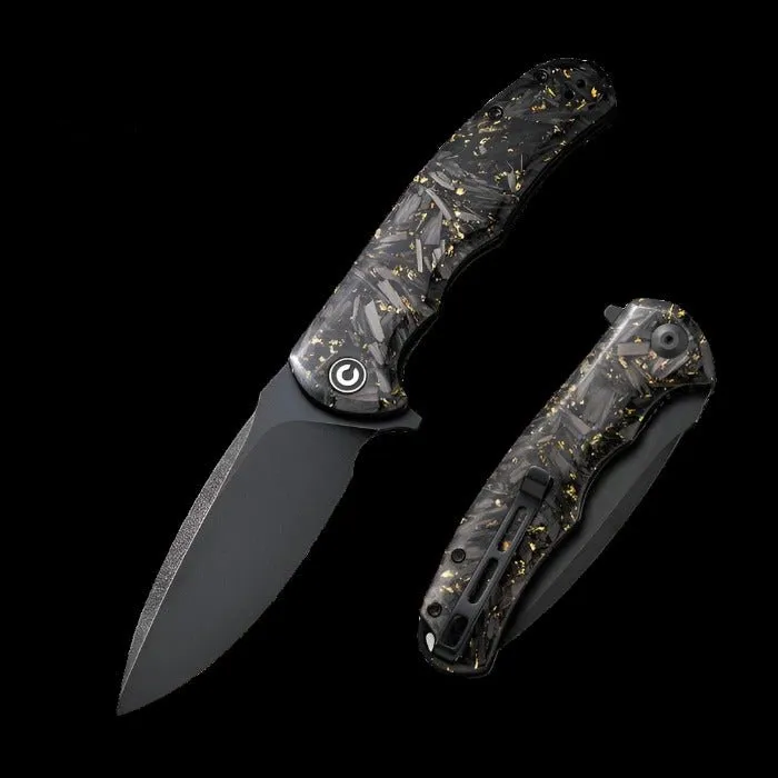 CIVIVI Praxis Shredded Carbon Fiber Handle and Black Stonewashed Blade